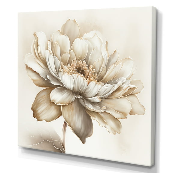 Designart Indigold Beige Flower I Canvas Wall Art
