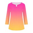thumbnail image 6 of LADIGASU Women's Solid Color Round Neck Hollow Out Three Quarter Sleeve 3/4 Sleeve T-shirt Top, 6 of 6