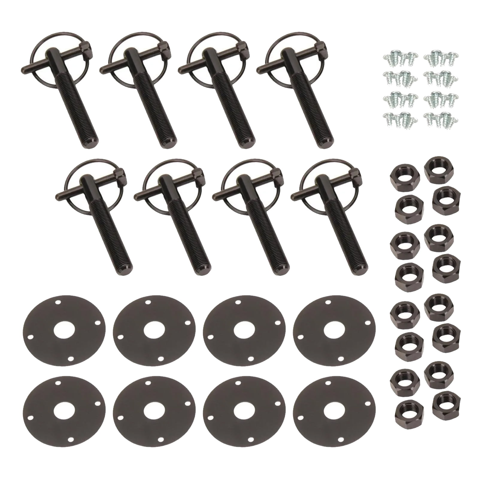 Black Aluminum Hood Pin Kit with QClips