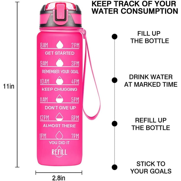 AIMTYD 32oz Motivational Fitness Sports Water Bottle with Time