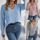thumbnail image 2 of Suéter de cuello alto de manga larga con giro de color sólido informal de otoño e invierno Ropa de mujer europea y americana, 2 of 5