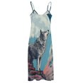 thumbnail image 4 of Wolves in The Moonlight Sleeveless Dress for Women Clothing Female Women's Summer Skirt, 4 of 6