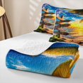 thumbnail image 4 of jejeloiu Sea Beach Sunset Quilt Full For Girls,Coastal Palm Seashell Full Bedspread Sets,Golden Yellow,3 Pieces, 4 of 7