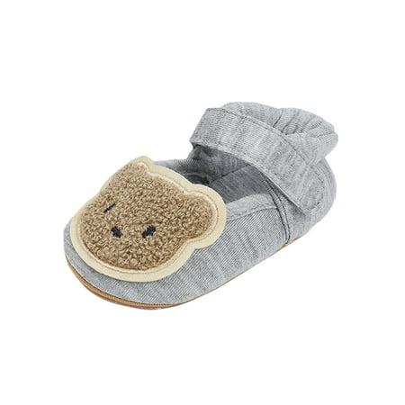 

kpoplk Toddler Warm Shoes Infant Baby Girls Boys Cute Bear Pattern Toddler Shoes Indoor Shoes Cartoon Baby Shoes Baby Sneakers(Grey)