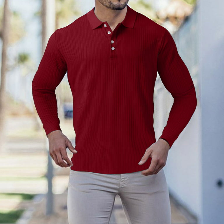 Men Solid Color Long-sleeve Quick-dry Sports Polo Shirt M-3XL
