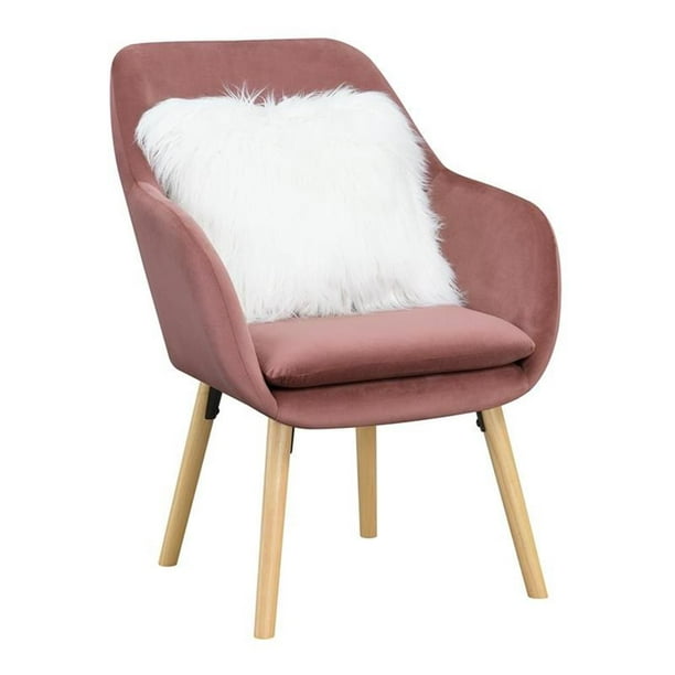 Pemberly Row Contemporary Accent Chair in Pink Velvet Fabric