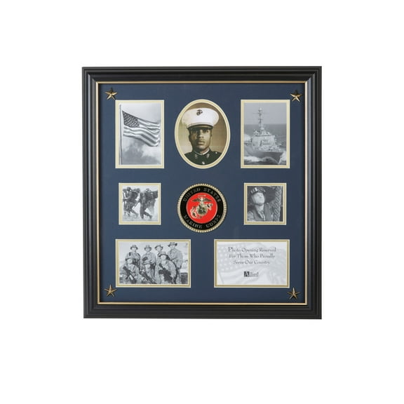 Allied Frame US Marine Corps Medallion 7 Picture Collage Frame with Stars