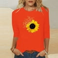 thumbnail image 2 of CEHVOM T-shirt Imprimé Mode pour Femmes Manches 3/4 Mi-Longues Blouse Col Rond Tops Décontractés Liquidation, 2 of 4
