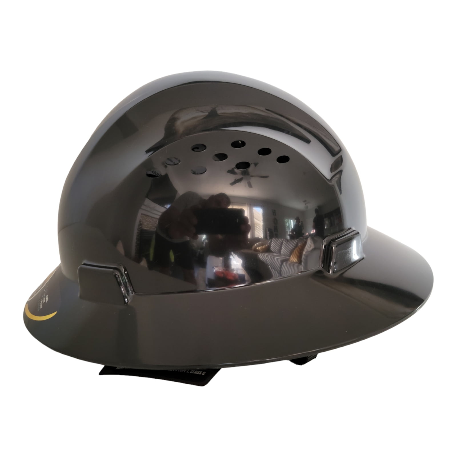 HDPE BLACK Full Brim Hard Hat with Fas-trac Suspension