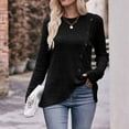thumbnail image 2 of Womens Rib Knit Pullover Top Button Up Split Fall Winter Casual Long Sleeve Tunic Shirt Plain Sweatshirt Sweater (Large, Black), 2 of 6