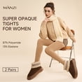 thumbnail image 4 of MANZI Women's 2 Pairs Super Opaque Tights for Women 120 Denier Control Top Pantyhose, 4 of 8