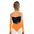 thumbnail image 6 of Aislor Gymnastic Outfits for Girls Sequins Ballet Leotard Color Block Latin Jazz Modern Dance Bodysuit with Gloves Orange 16, 6 of 7
