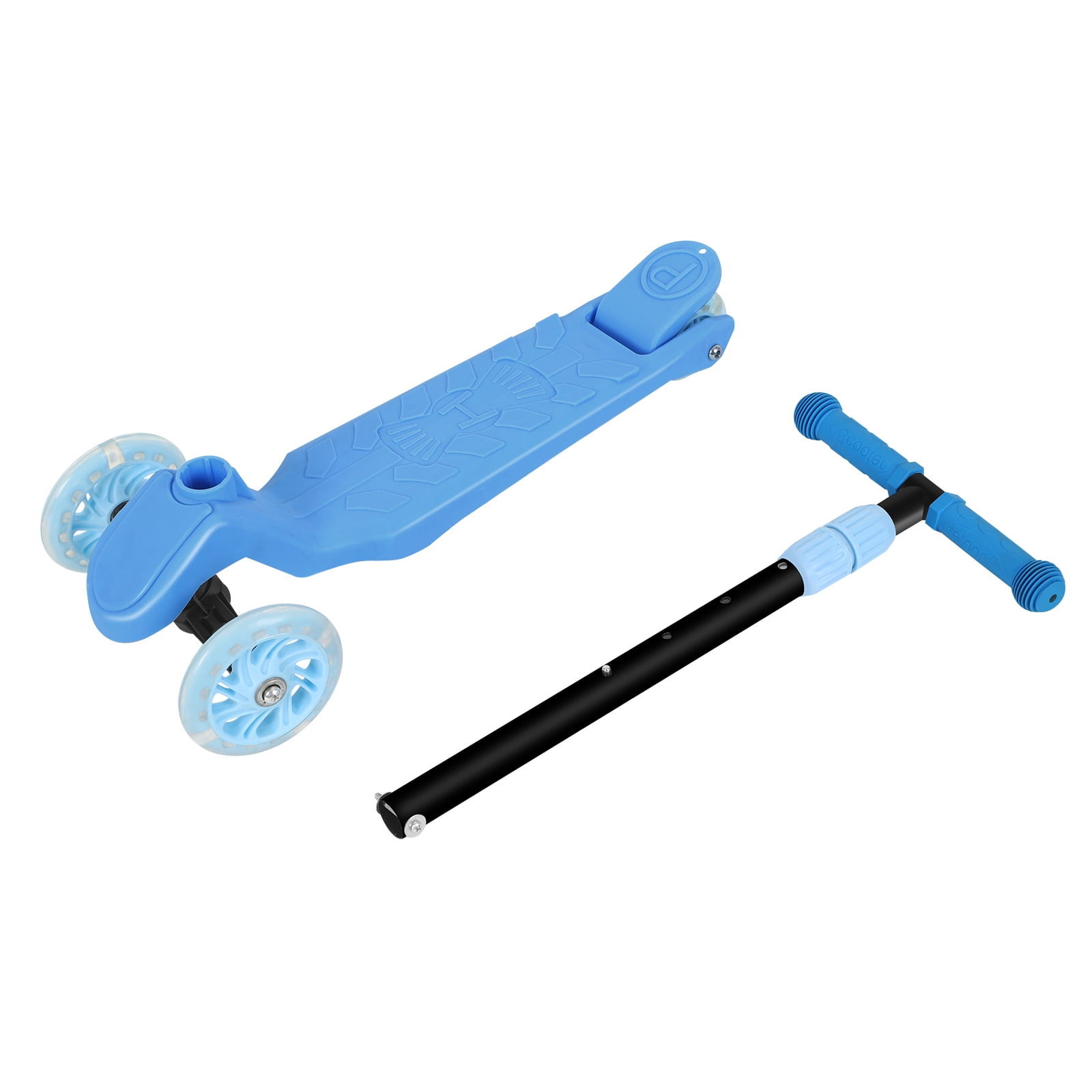Kids Kick Scooter with Adjustable Height and Light Up Wheels, Light Blue