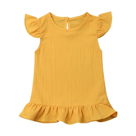 

Toddler Baby Girls Chiffon Dress Ruffle Short Sleeve Princess Dresses Summer