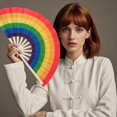 thumbnail image 5 of Ltdhehe Rainbow Folding Fan – Handheld Clack Fan Raves Festivals & – Cloth With Sturdy Plastic Handle – & Party Accessory &, 5 of 5