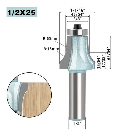 

Conical Arc Round Router Bit with Bearing for Edging Woodworking Milling Cutter