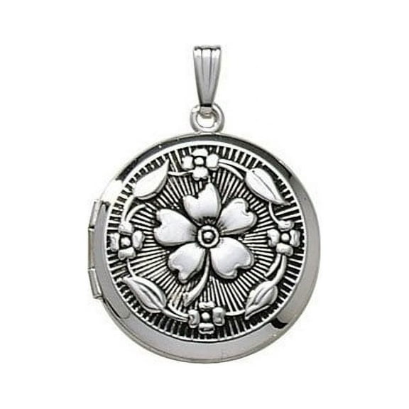 Sterling Silver Round Antique Locket Picture Locket 1 in x 1 in - Sterling Silver