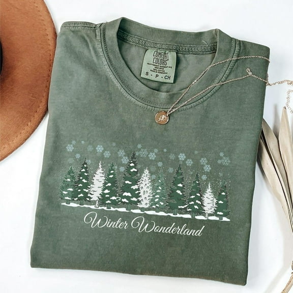 Comfort Colors Winter Wonderland T-Shirt Christmas Tree Graphic Cozy Holiday Tee