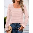 thumbnail image 5 of Women'S Puff Long Sleeve Square Neck Shirts Fall Causal Trendy Tunic Tops Pink XXL, 5 of 6