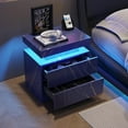 thumbnail image 3 of Smuxee Modern Wood LED Nightstand Set of 2,2 Drawers,End Tables for Living Room or Bedroom,Blue Gold, 3 of 7