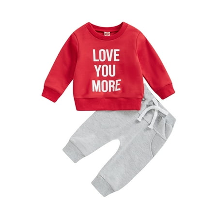 

Sunisery My 1st Valentines Day Outfits Toddler Boy Long Sleeve Shirts Letter Sweatshirt Heart Pants 2Pcs Clothes Set Red 2-3 Years