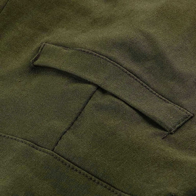 SBYOJLPB Fashion Women Plus Size Solid Button Zipper Casual Pants  Calf-Length Trousers Army Green 6(M)
