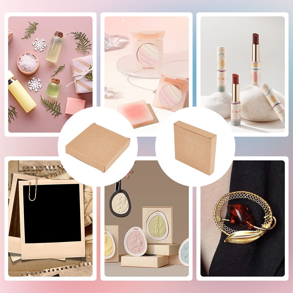 50pcs Kraft Paper Box Square 10.05x10.05x2.05cm