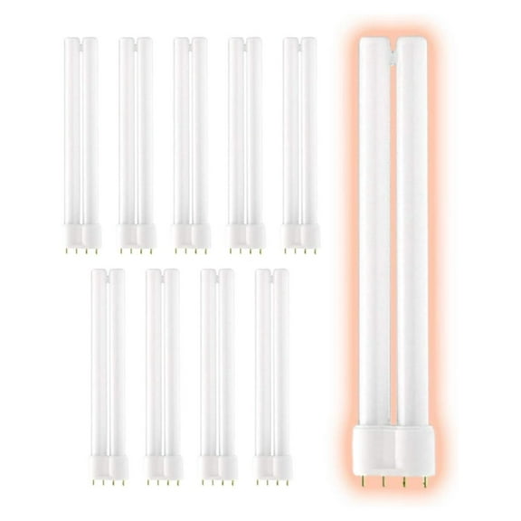 PLL18/835 | 18W 10.5" Tube Compact Fluorescent Light Bulb | 4-pin 2G11 Base 3500K Neutral White 1050 Lumen | 36000 Hour Long Life Biax | Pack of 10