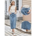 thumbnail image 2 of DARING DIVA Women's Midi Length Split Back Long Jean Skirts Large Sky Blue, 2 of 6