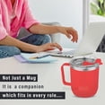 thumbnail image 2 of Vaccum Insulated Stainless Steel Coffee Mug With Handle - Red, 350ml | Premium Clear Cap Mug With Lid Flip Top - Leakproof Travel Coffee Mugs, Tea Cup | Easy To Clean, Freezer Safe, Non-slip, 2 of 5
