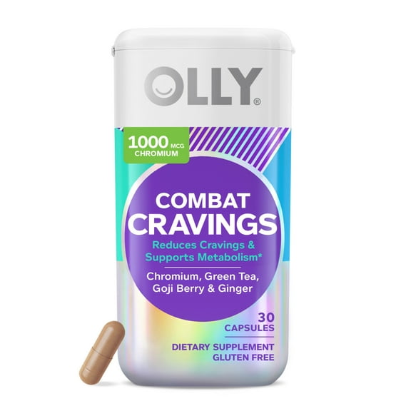 OLLY Combat Cravings Capsules, Metabolism Support* Supplement, Chromium Picolinate, 30 Ct
