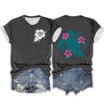 thumbnail image 1 of Mujeres Océano Impresión Casual Top, Manga Corta Cuello Redondo Blusa para la Primavera Y el Verano de Uso, Camiseta de Moda, Toda la Temporada de la Fiesta, 1 of 2