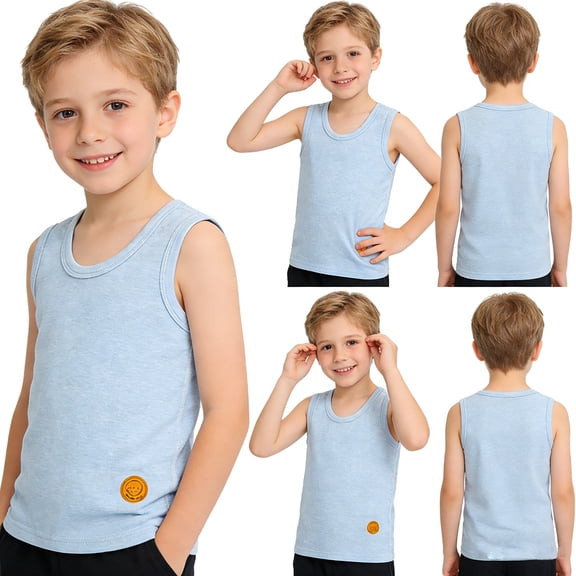 Purcolt Boys Tank Tops Comfort Breathable Crewneck Sleeveless T Shirts Summer Loose Fit Kids Undershirts, 2-10 Years