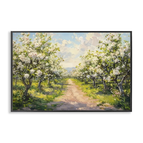 Stupell Industries Path Through Flowering Trees Landscape & Nature Painting Black Framed Art Print Wall Art, 18 x 12