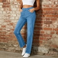 thumbnail image 4 of Straight Leg Jeans for Women Pull On High Waist Jeans Tummy Control Casual Denim Pants Outdoor Outfits, 4 of 9