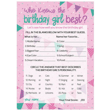 Who Knows Birthday Girl Best | 10 Cards | Party Game for (Best Birthday Games For Kids)