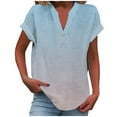 thumbnail image 2 of Weiqiqre Womens Tops V Neck Shirts Short Sleeve Collared Tops Loose Casual Tunic Blouses with Pocket, 2 of 5