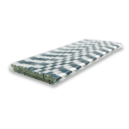 Grey Straw - 100% Biodegradable Stripes Paper Drinking Straws, Birthday Wedding Party Supplies