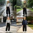 thumbnail image 6 of WhouRiu Boys Girls Windproof Joggers Pants Unisex Solid Color Elastic Waist Loose Sweatpants Kids Outdoor Comfortable Versatile Trousers,12-13 Years, 6 of 9