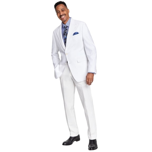 Tayion Mens Classic fit Sport Coat Blazer 42 R White Solid