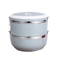 thumbnail image 3 of Huayishang Lunch Box for Women, Kitchen Essentials Clearance Sale Thermal Lunch Box Stackable Hot Food Insulated Box 304 Stainless Steel Round Lunchbox Sealed Food Containers Stackable, 3 of 8