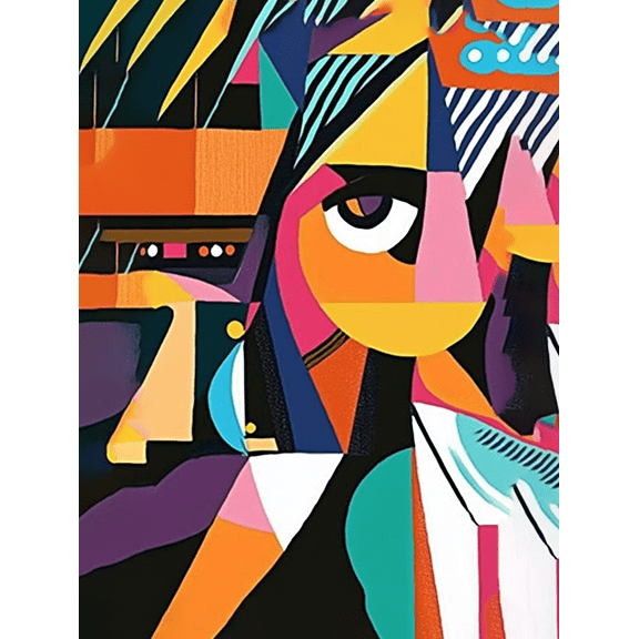 Abstract Geometric Cubism Canvas Wall Art, Suitable for Living Room, Bedroom, Office, Dining Room, and Hallway Decoration.
