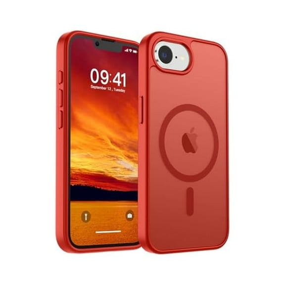 Magnetic for iPhone 16e Case 2025 (Compatible with MagSafe)(Military Grade Drop Protection) Slim Translucent Matte Shockproof with Anti-Fingerprint Phone Case,Red
