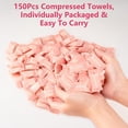 thumbnail image 2 of 150Pcs Compressed Towel Tablets, Portable Mini Compressed Towels, Disposable Face Towel Washcloths for Travel, Beauty, Home Hand Wipes, Camping, Hiking, Outdoor Activities,Individually Wrapped, 2 of 6