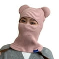 thumbnail image 1 of Mightlink Bear Ears Solid Color Ear Protection Knitted Scarf Cap Unisex Winter Outdoor Riding Integrated Scarf Beanie Hat Costume Accessories, 1 of 6