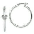 thumbnail image 1 of Beautiful Sterling Silver RH-plated Enamel Glitter Fabric Heart Hoop Earrings, 1 of 2