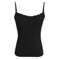 thumbnail image 5 of Black Womens Tops Going Out Tops for Women Lace Camisole Tops Square Neck Ribbed Tank Tops Adjustable Spaghetti Straps Sleeveless Summer Shirt Shirts for Women, 5 of 6