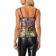 thumbnail image 3 of INSPIRE CHIC Women's Sequin Mesh Panel Sleeveless Clue Cami Top L Multi, 3 of 6