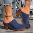 thumbnail image 6 of THDHVS Slippers for Women,Womens Sandals,Women Solid Color Mule Heels with Elevator and Block Heel for Casual Outings Blue, 6 of 10