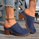 thumbnail image 5 of Mujeres Tacones Altos Color Sólido Cerrado Dedo Del Pie Bloque Tacón Tope Mulas, Zapatillas de Verano de las Mujeres para la Oficina Y la Comodidad Diaria, 5 of 9